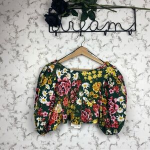 Zara Floral Puff Sleeve Crop Top